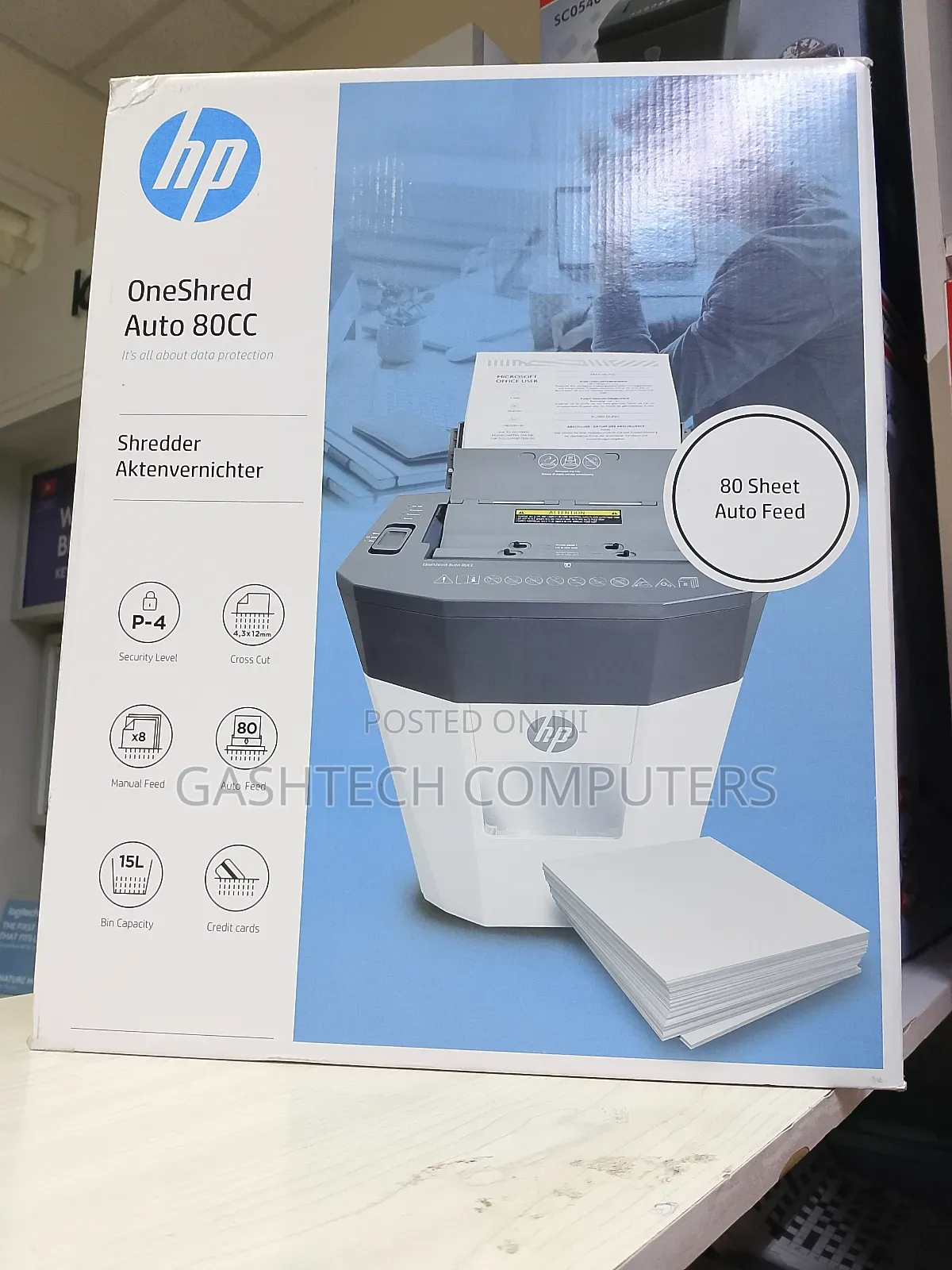 Hp Oneshred Auto 80cc Paper Shredder Upto 15l Bin Capacity