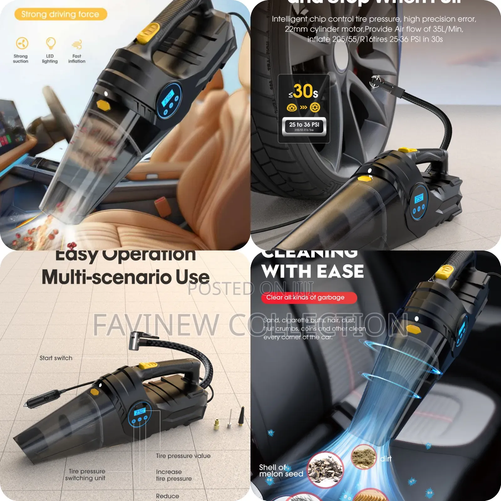 Portable Car Tyre Inflator and Vacuum Cleaner(Dual-Use)