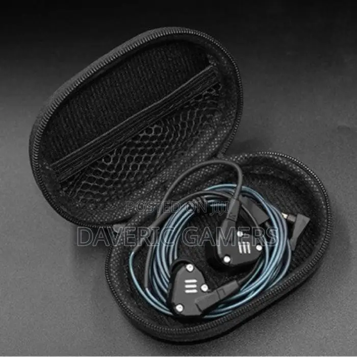Kz Oval Black Earphone Cable Zipper Case