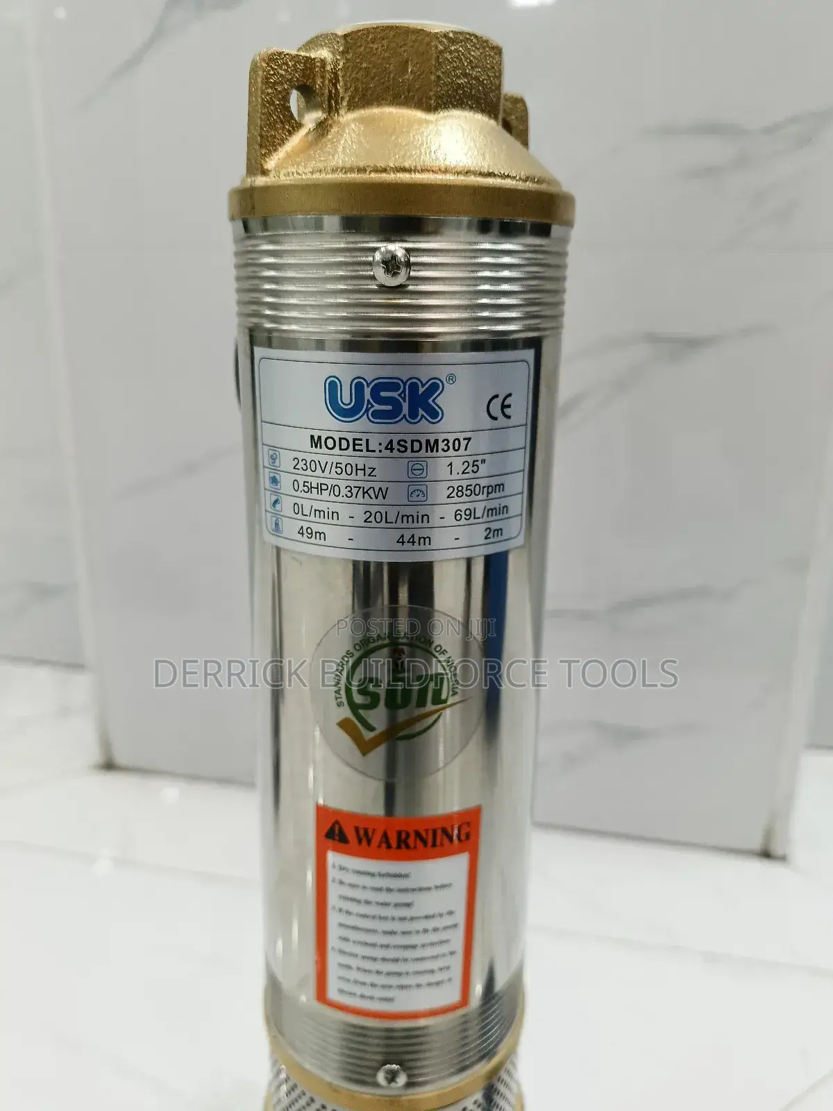 Usk 0.5hp 370w 1.25" 49 Metre Submersible Water Pump Quality