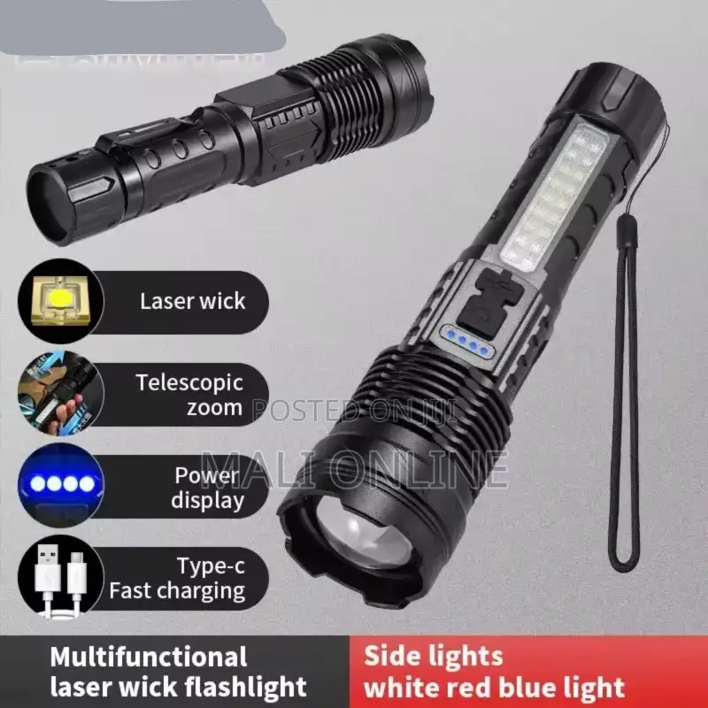 Usb Rechargeable Camping Flashlight 30w Type-c Led Torch