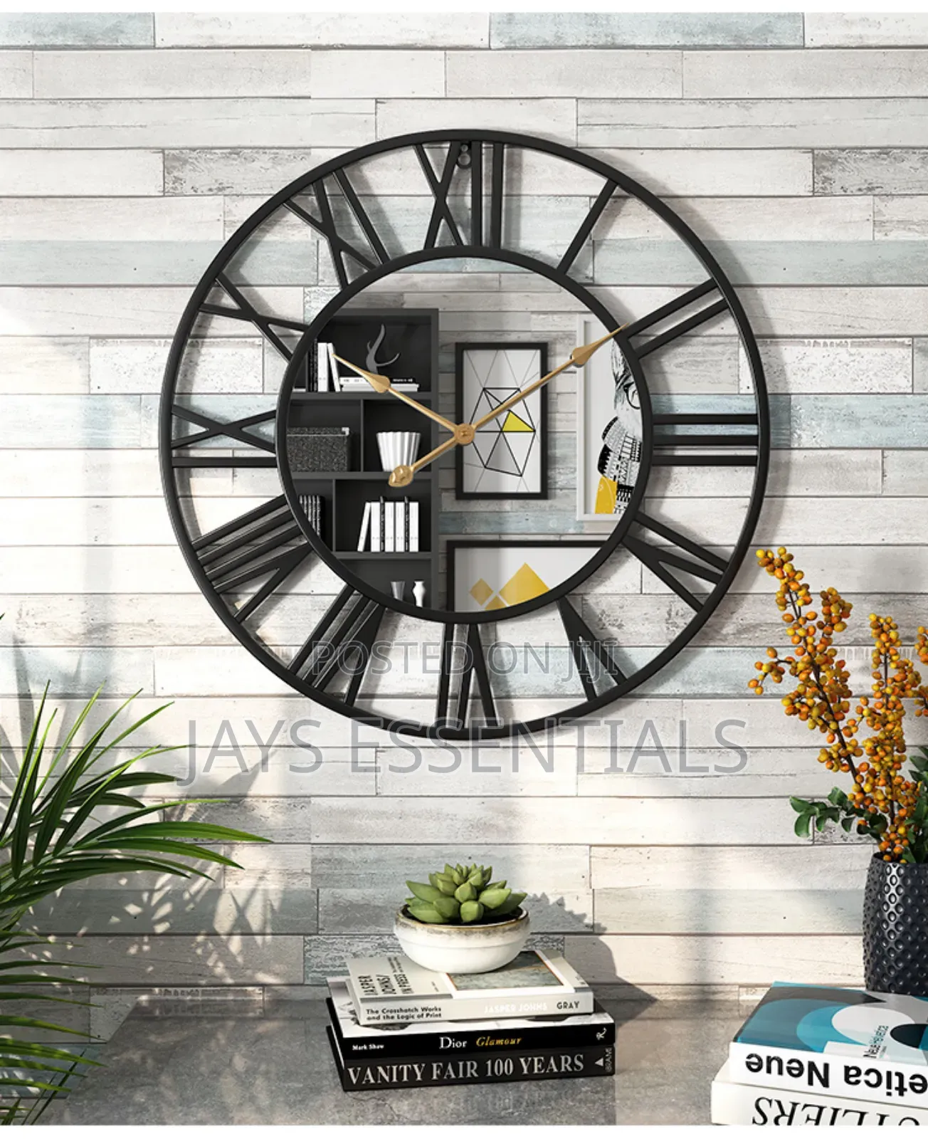 50cm Mirror Wall Clock : Roman Numbers (Metallic)