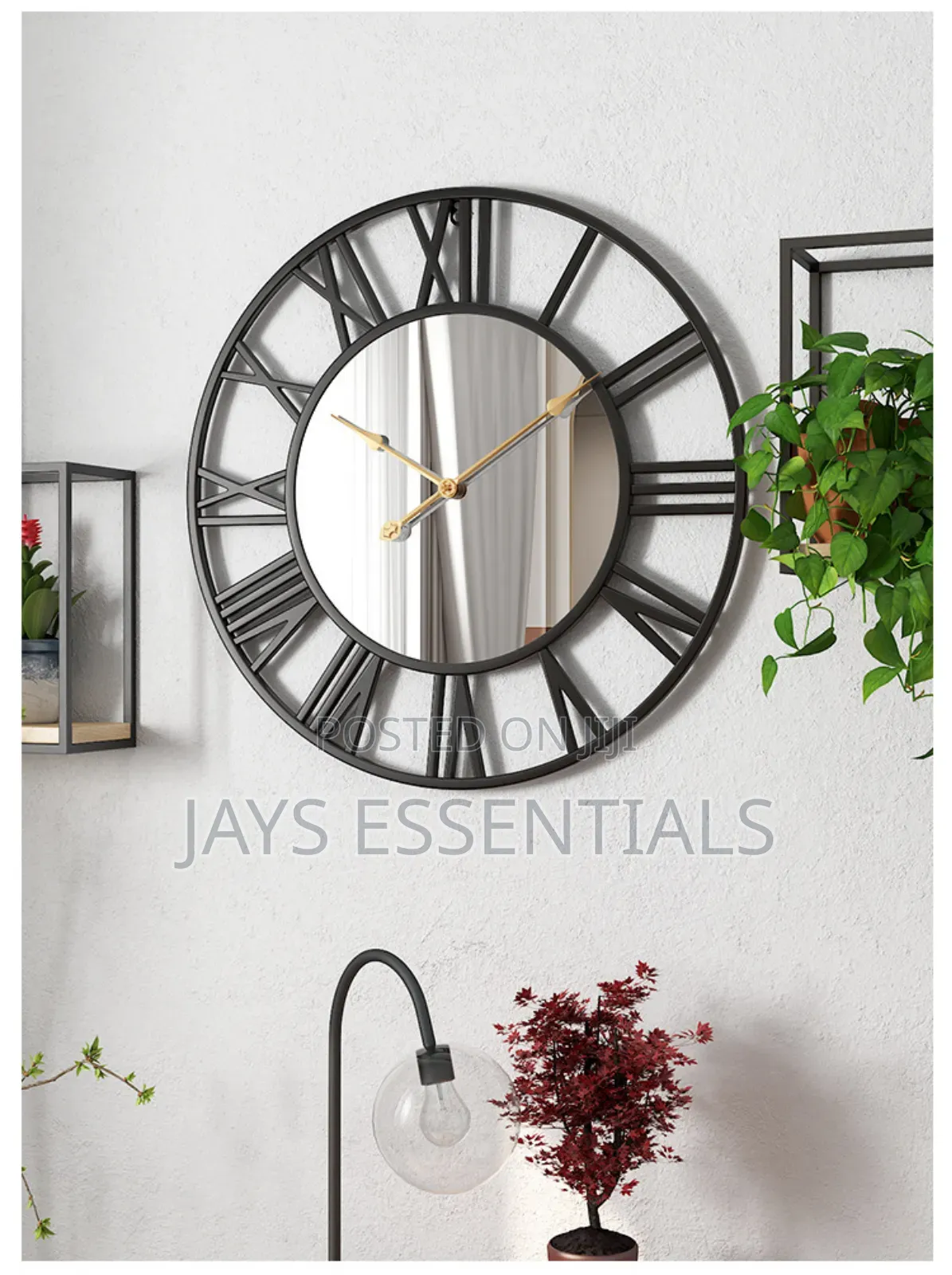50cm Mirror Wall Clock : Roman Numbers (Metallic)