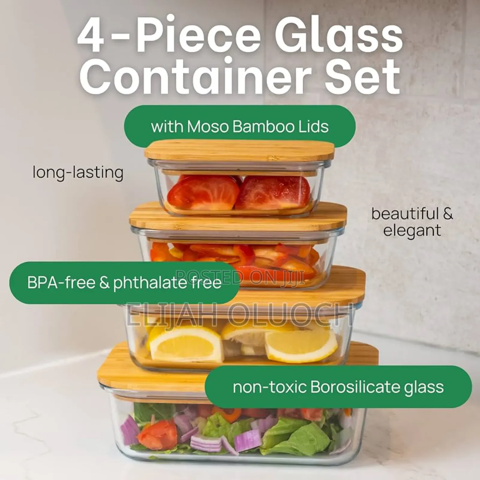 4in1 Lock Fresh 4pc Heavy Glass Food Storage Containers