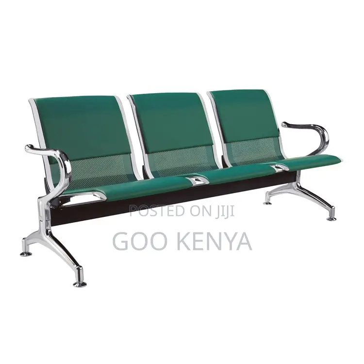 Office Bench ; 3-Seater Metal Iron Waiting Chair