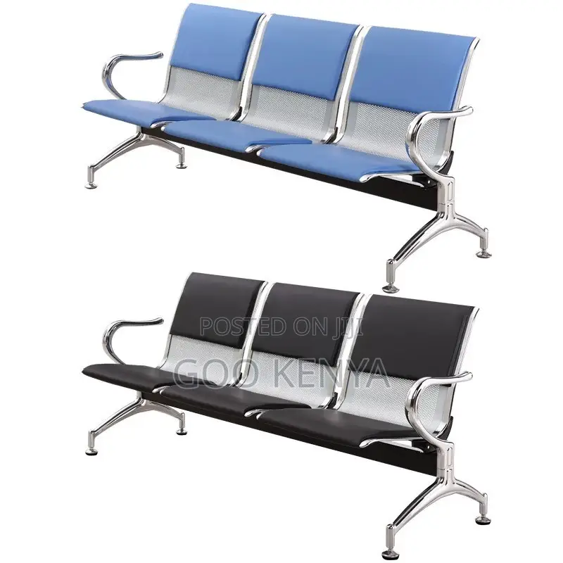 Office Bench ; 3-Seater Metal Iron Waiting Chair