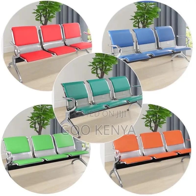Office Bench ; 3-Seater Metal Iron Waiting Chair