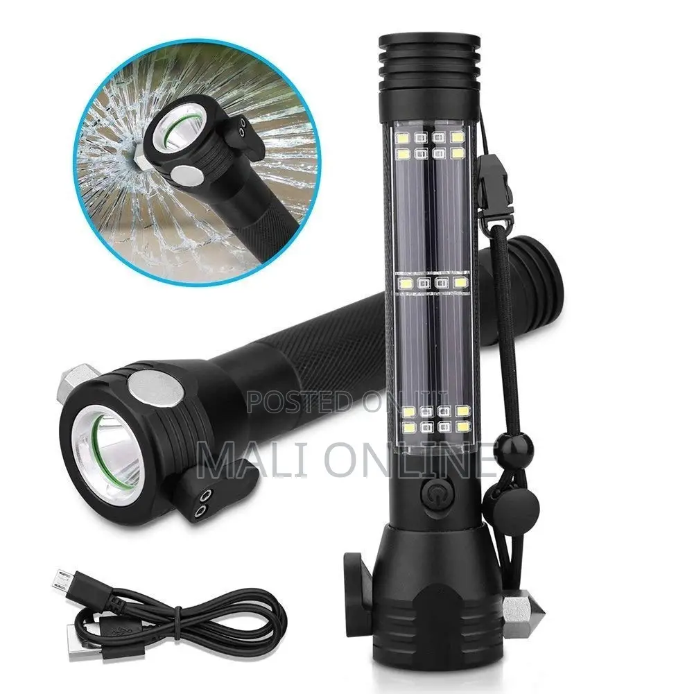 Solar Tactical Flashlight Led Emergency Tool Rechargeable