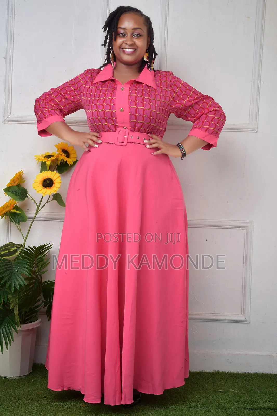 Classy Peach/Hot Pink Long Dresses