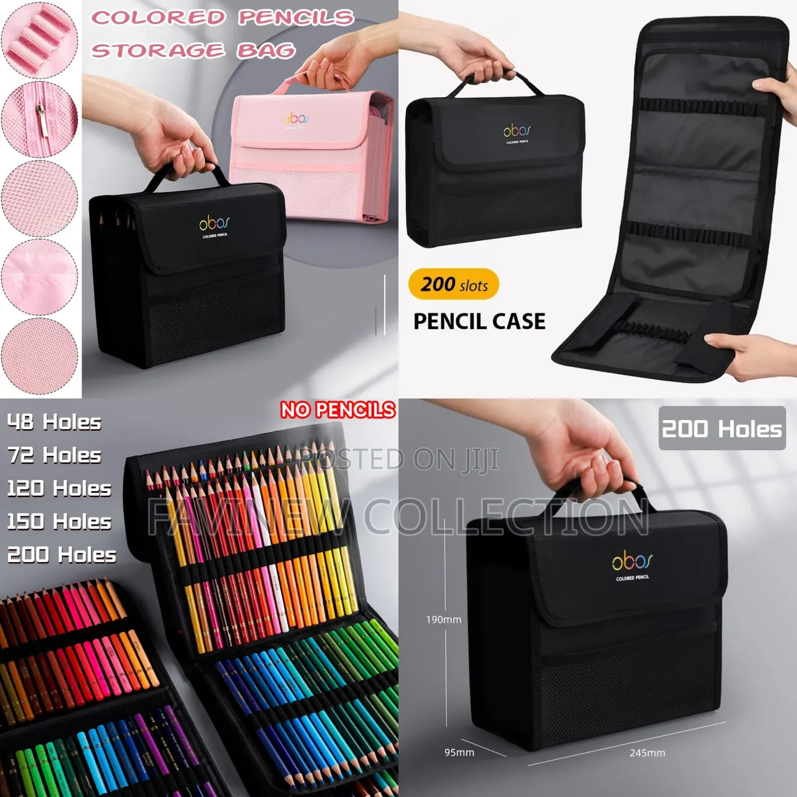 200 Slots Colored Lead Pencils Storage Bag