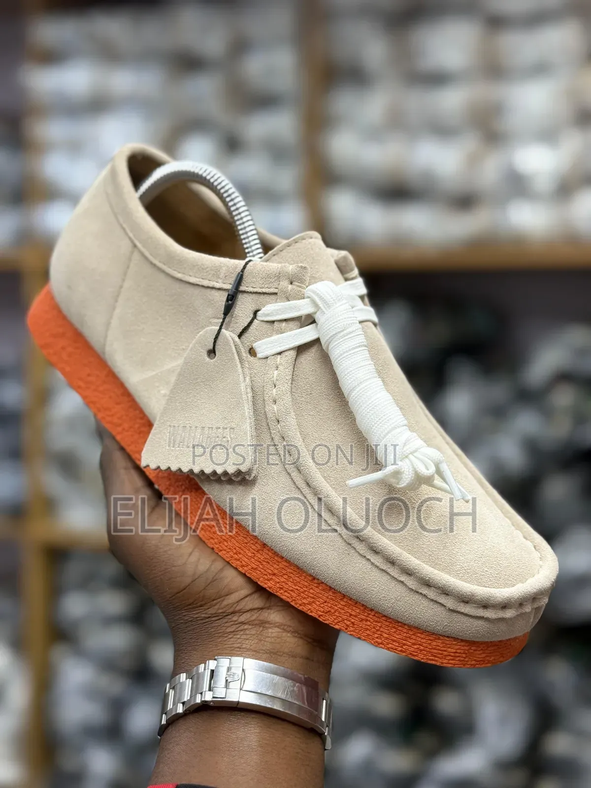 Clarks Wallabees
Grey/Orange Leather Shoes