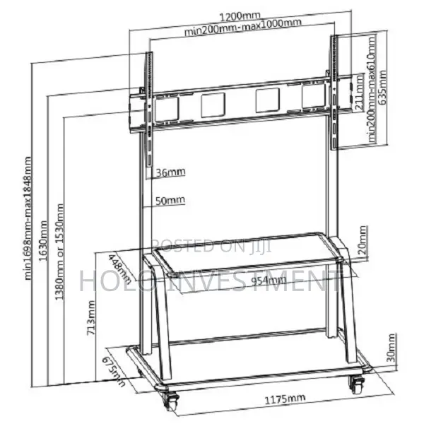 Ultra-Heavy Duty Steel Mobile Tv Stand