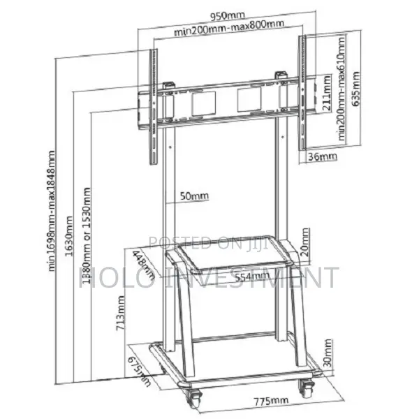Ultra-Heavy Duty Steel Mobile Tv Stand