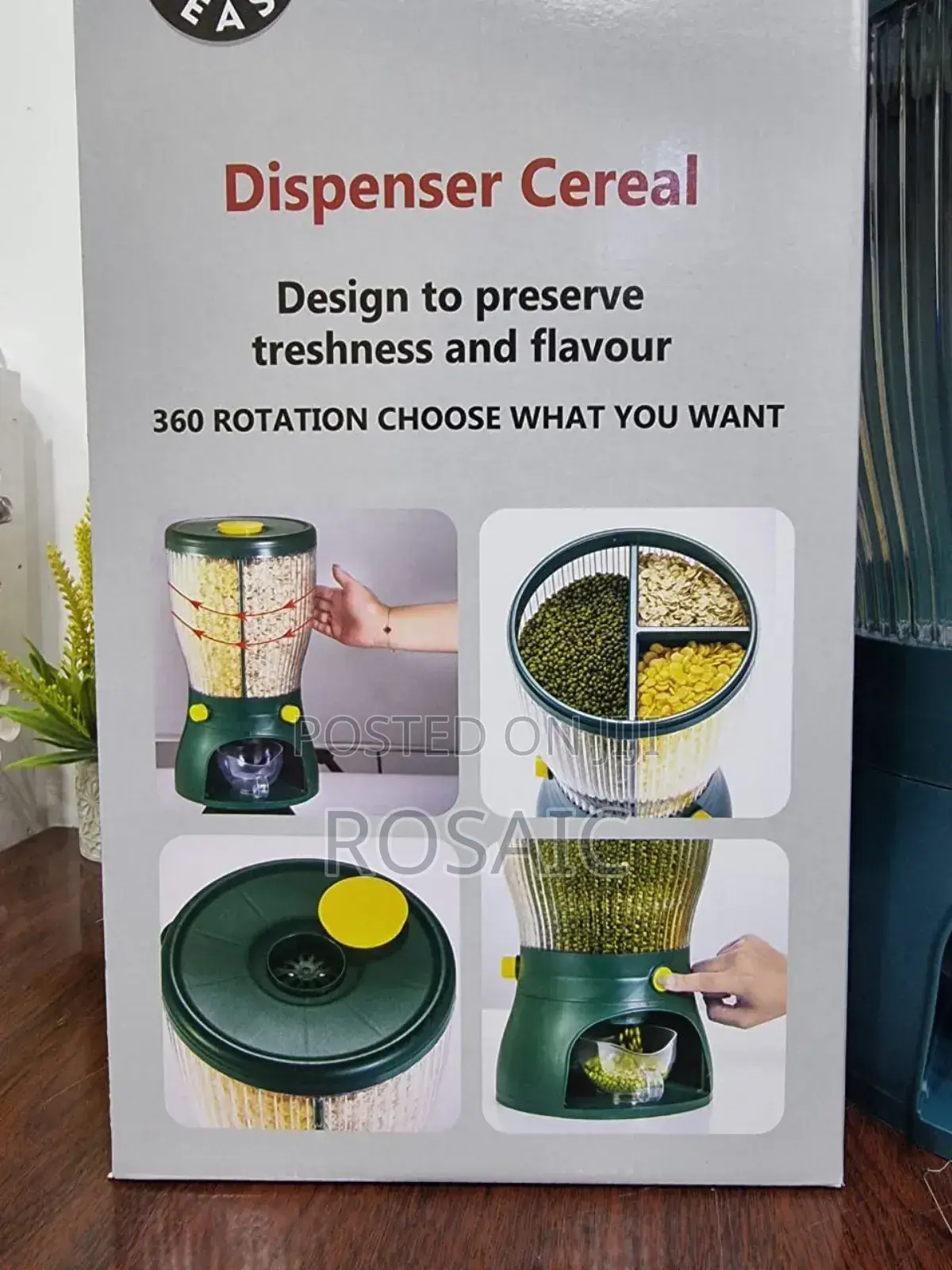 Rotating 3 Partition Cereal Dispenser