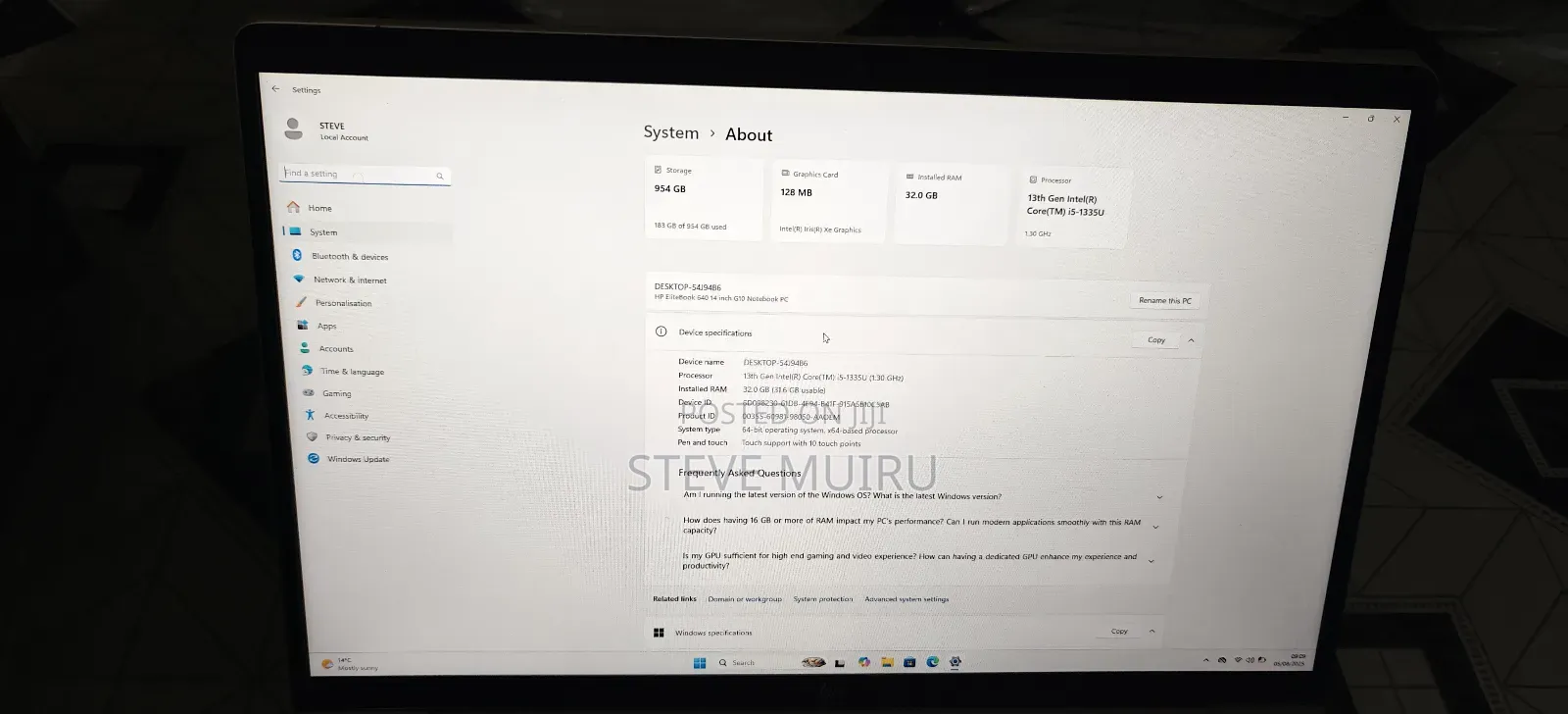 Laptop HP EliteBook 640 G10 32GB Intel Core I5 SSD 1T