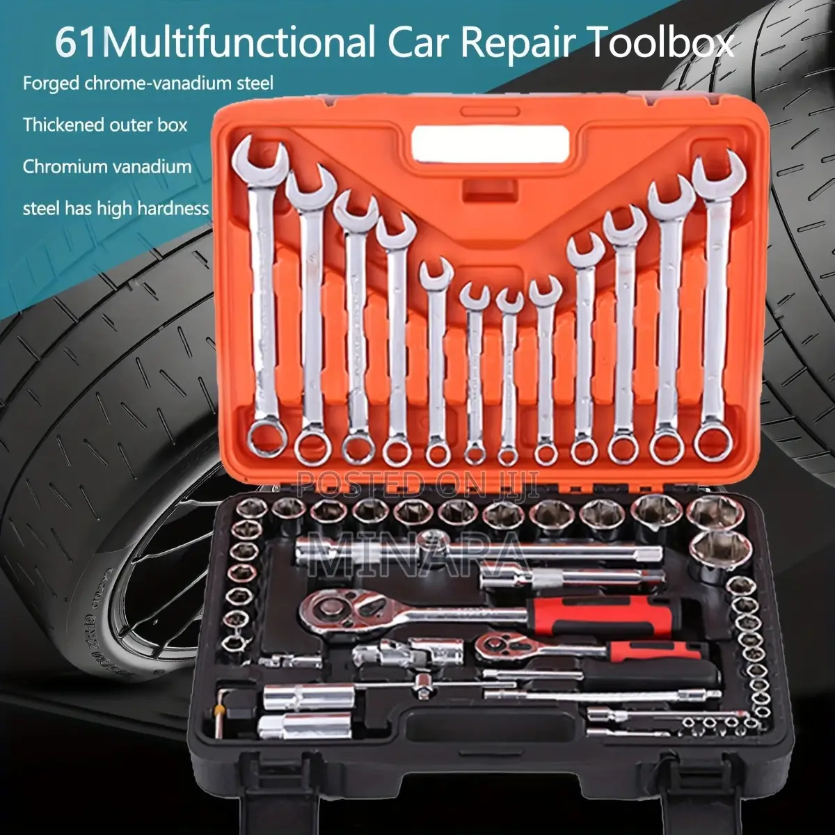 61 Pcs, Socket Wrench Set, Auto Repair Tool Kit