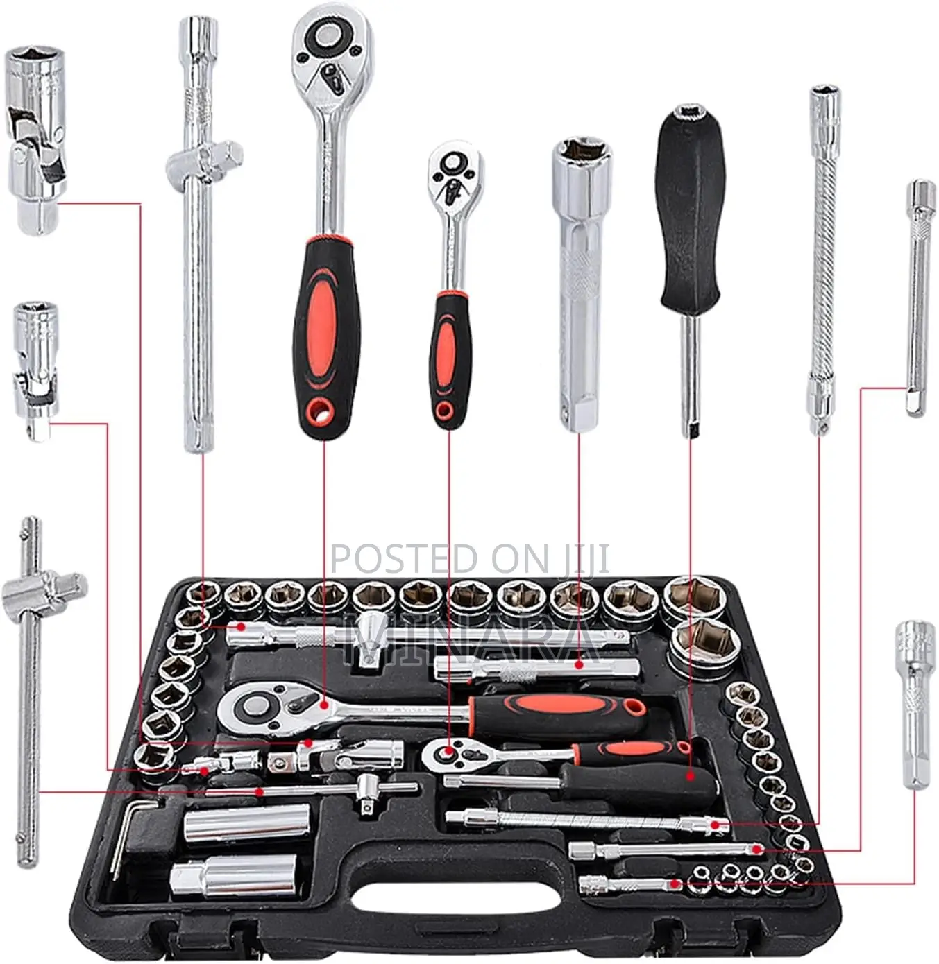 61 Pcs, Socket Wrench Set, Auto Repair Tool Kit