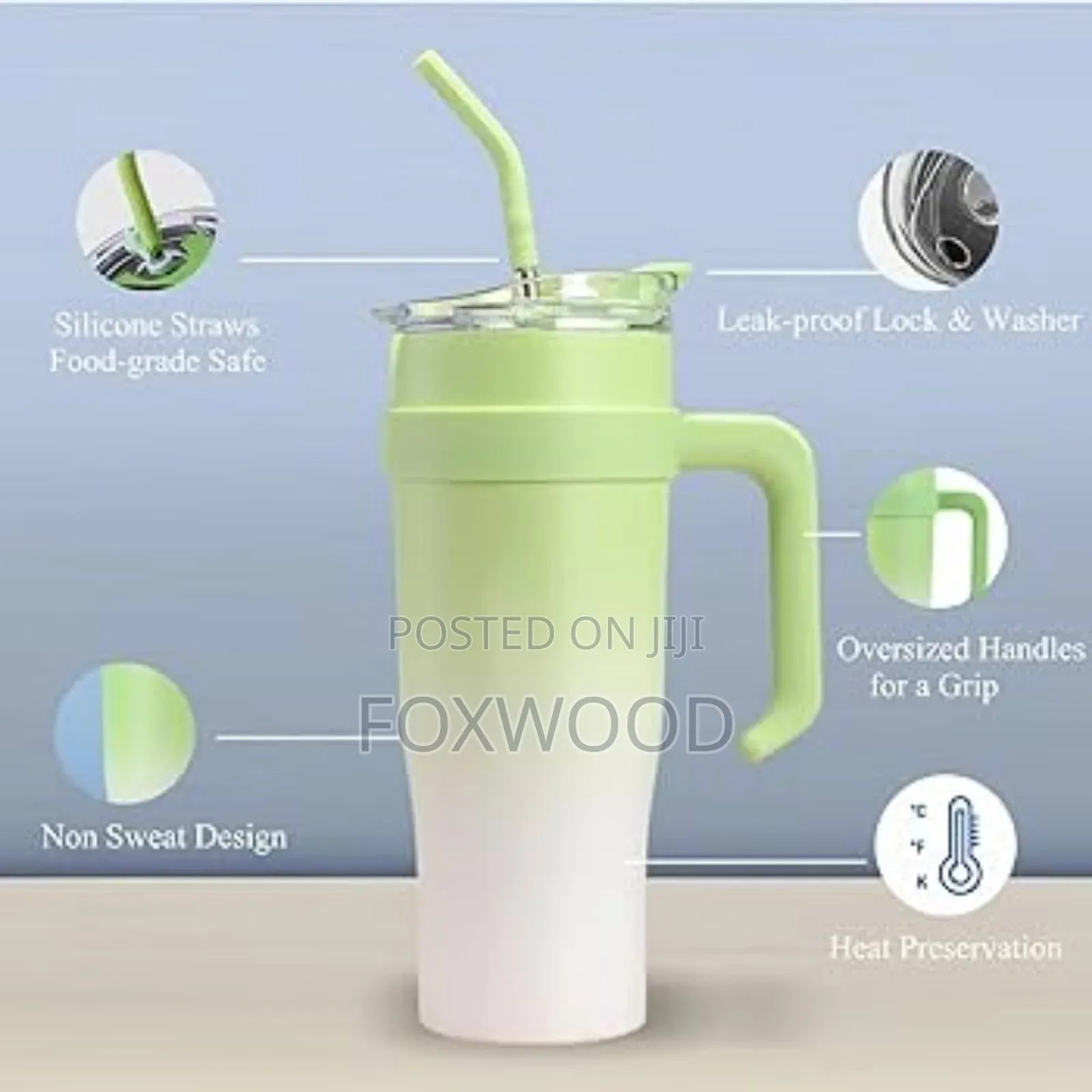 Stainless Steel Thermocups With Steel Straws