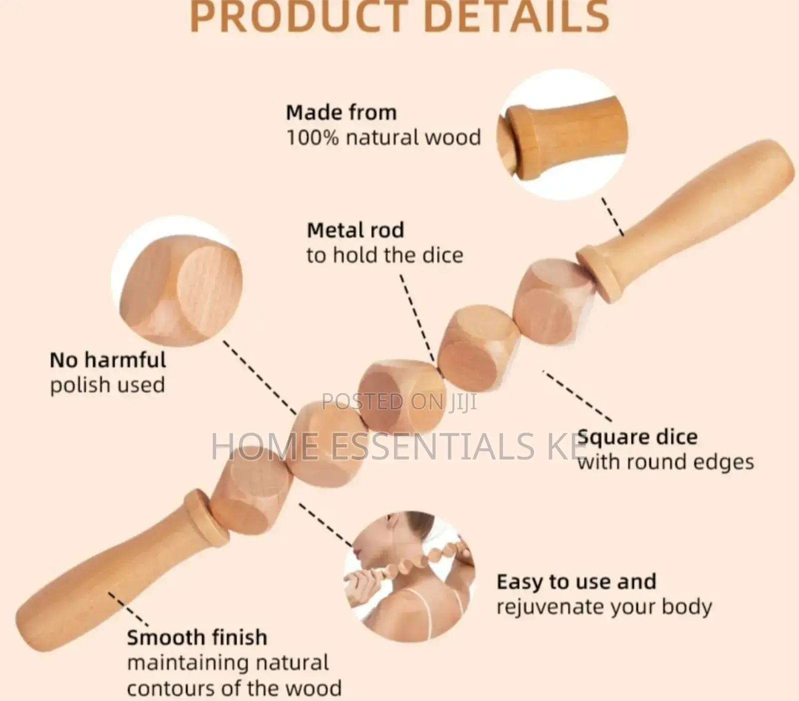 *Wooden Massage Roller 6 Cube Design Body Roller Stick