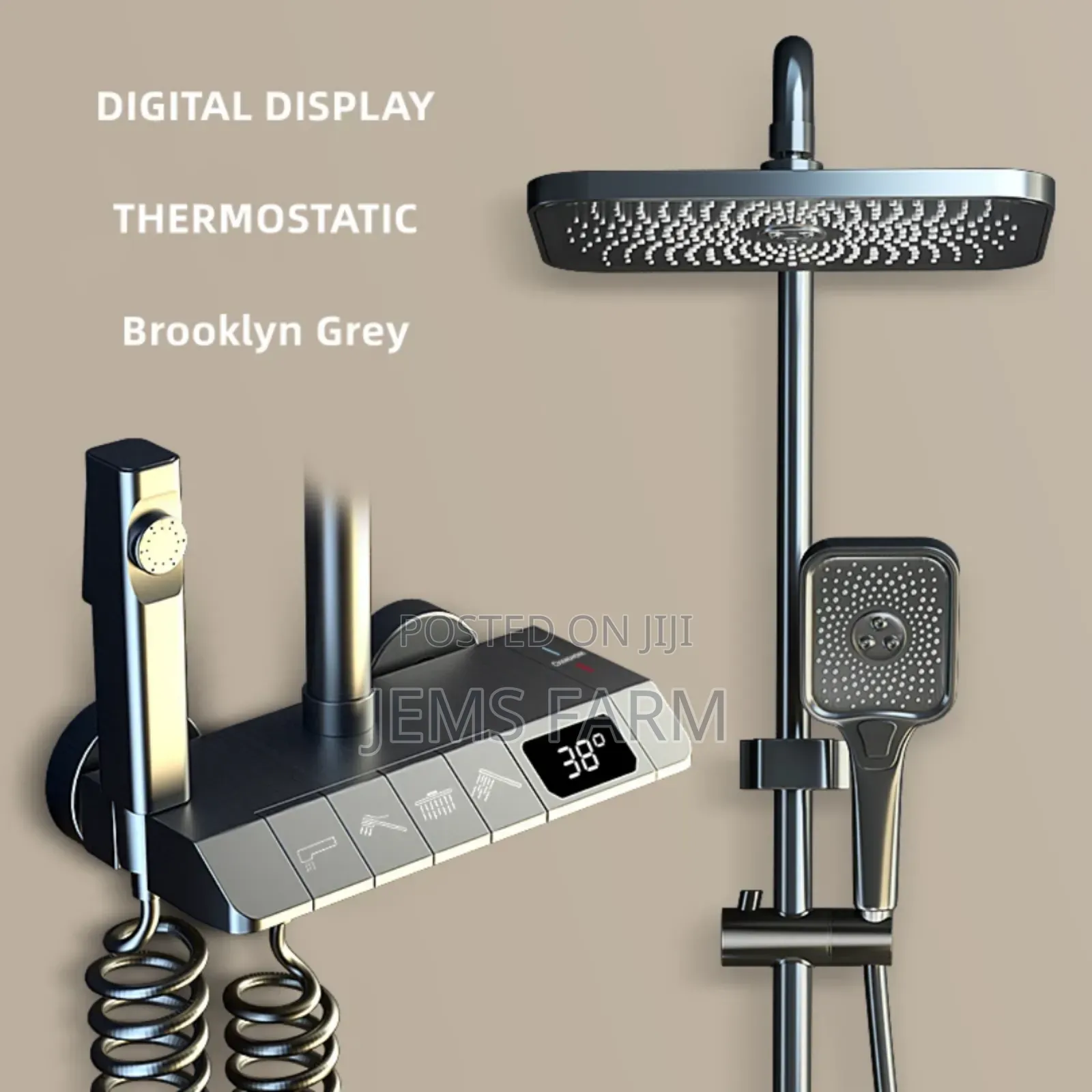 Digital Display Piano Shower System 4 Gear Thermostatic Set