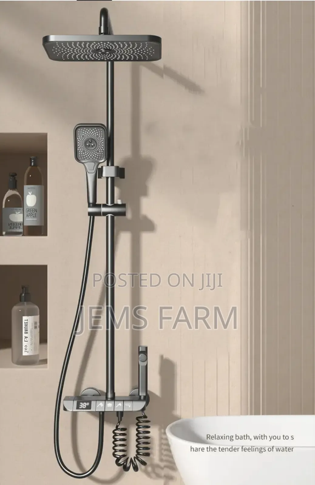 Digital Display Piano Shower System 4 Gear Thermostatic Set