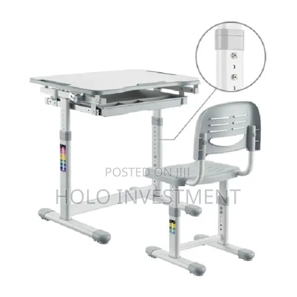 Screw-Locking Height Adjustable Kids Desk and Backrest Chair