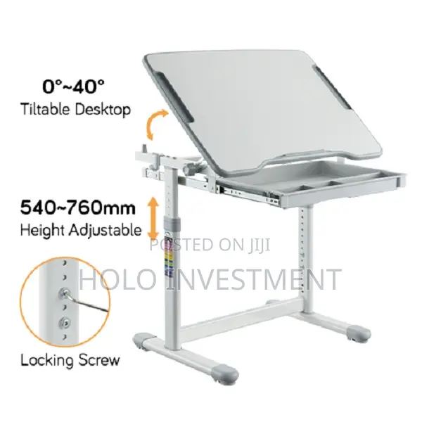 Screw-Locking Height Adjustable Kids Desk and Backrest Chair