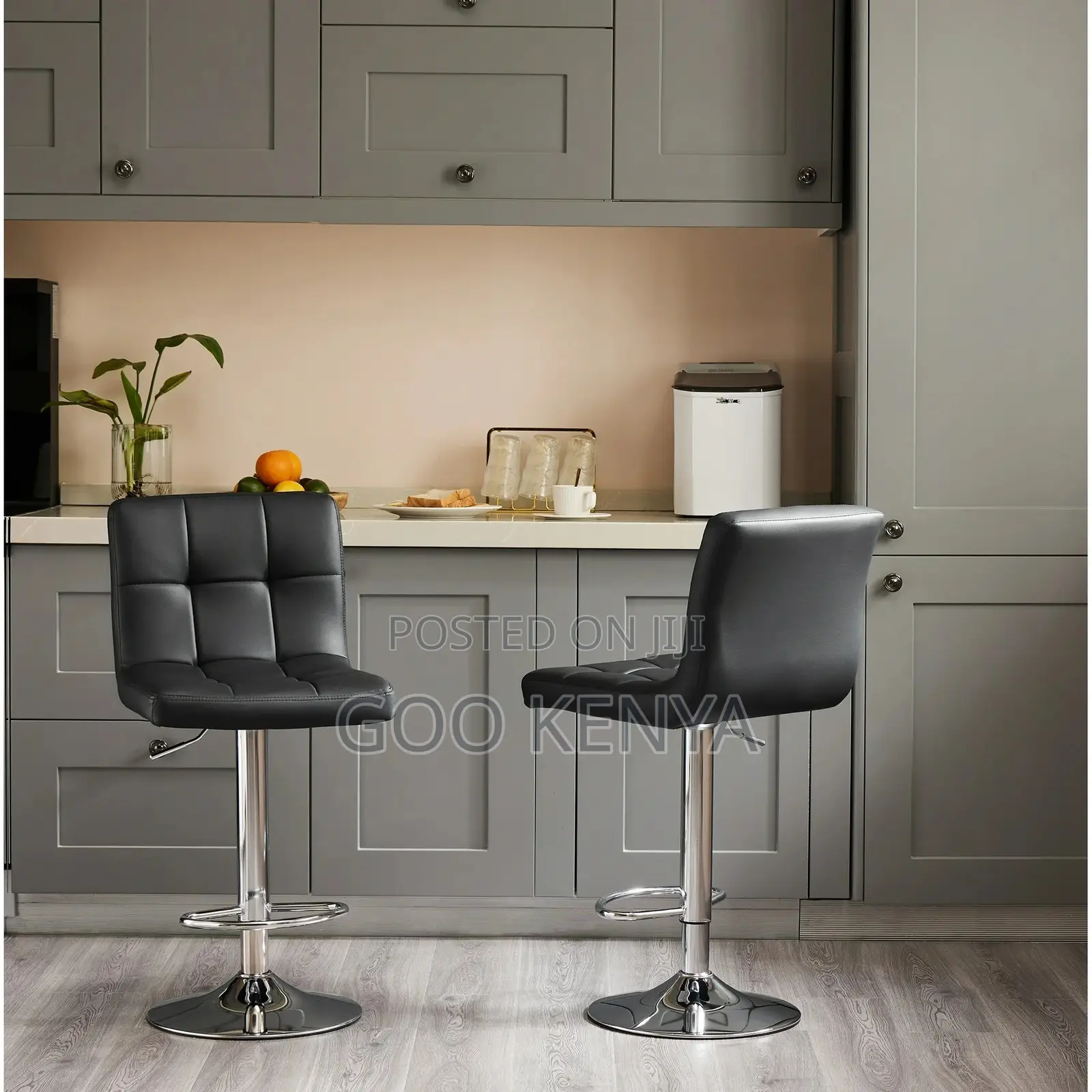 Office Chair ; Black Modern Leather Bar Stool