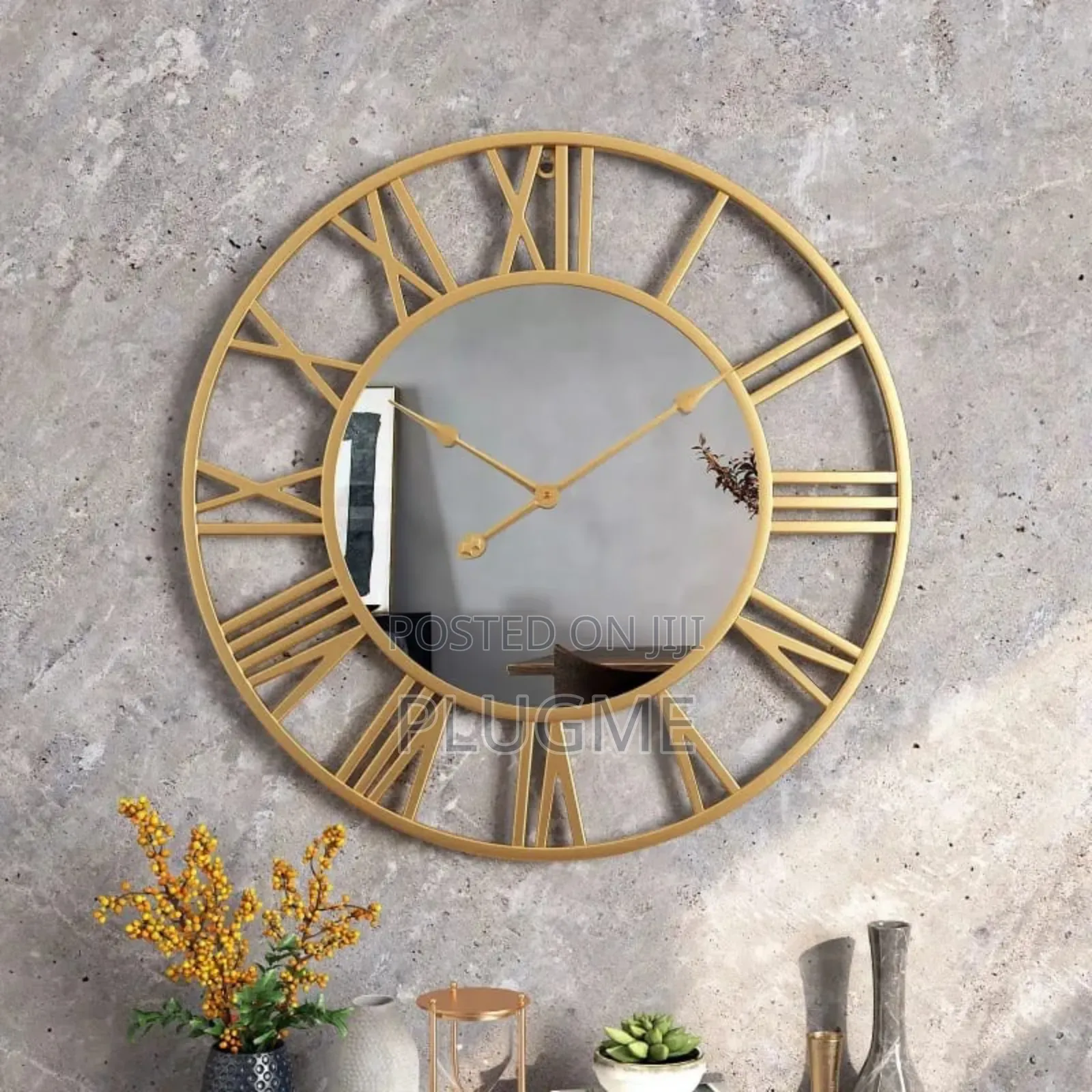 Creative Gold Roman Wall Clock With Mirror