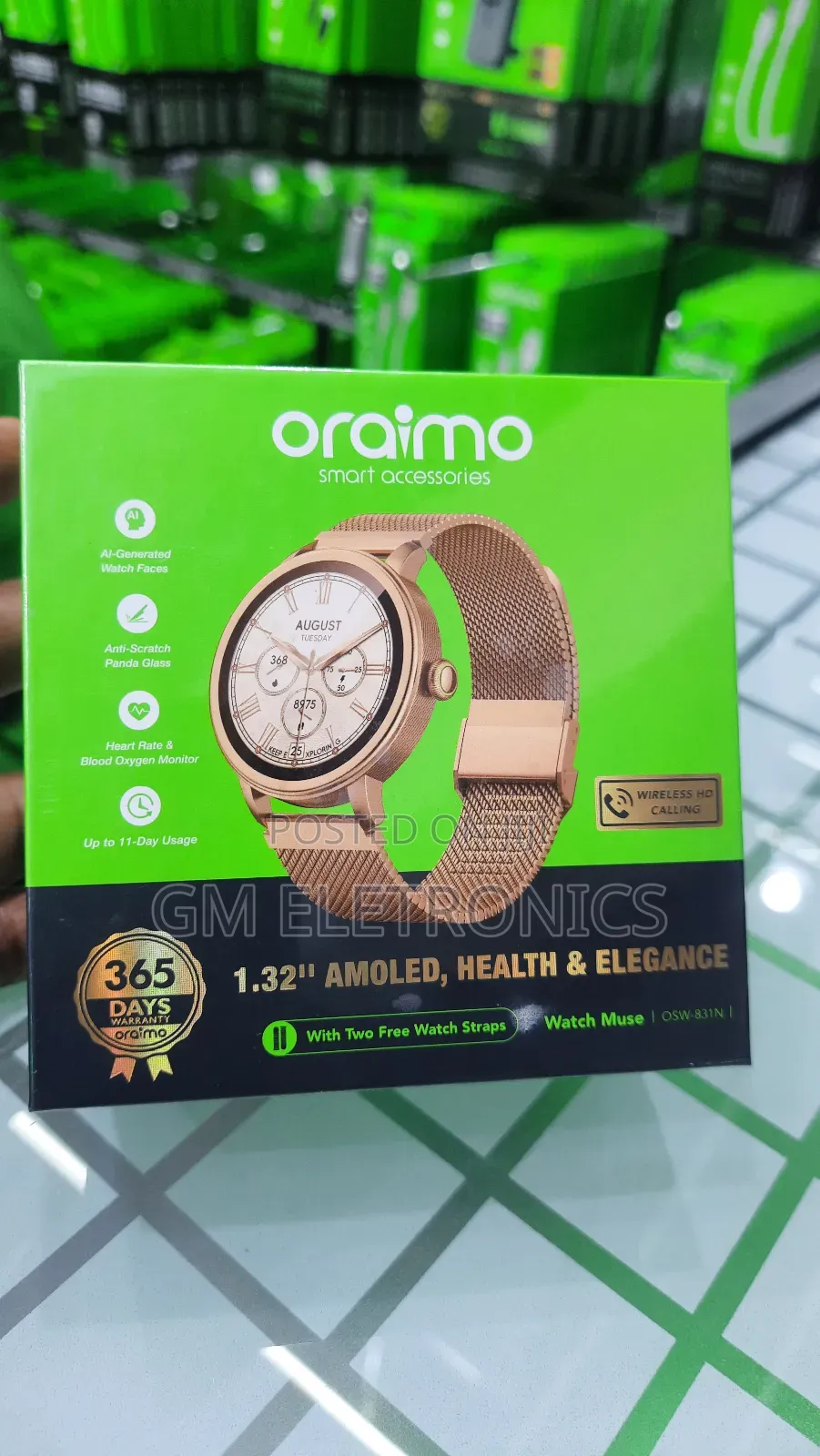 Oraimo Osw-831n Watch Muse 1.32” Amoled Ip68 Smart Watch.