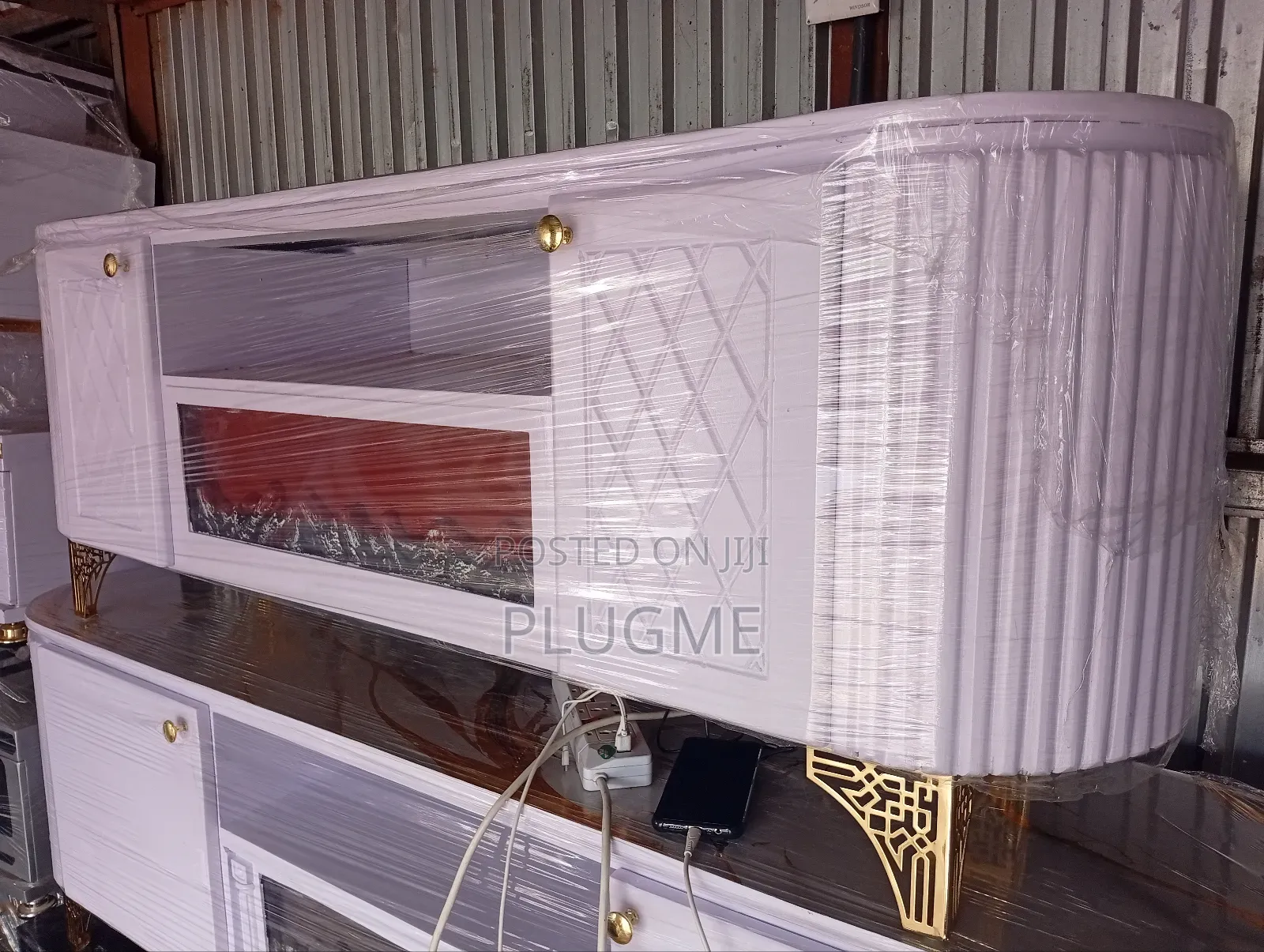 5ft Marble Tv Stand With Storage