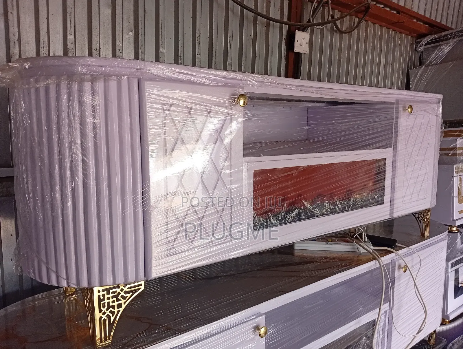 5ft Marble Tv Stand With Storage