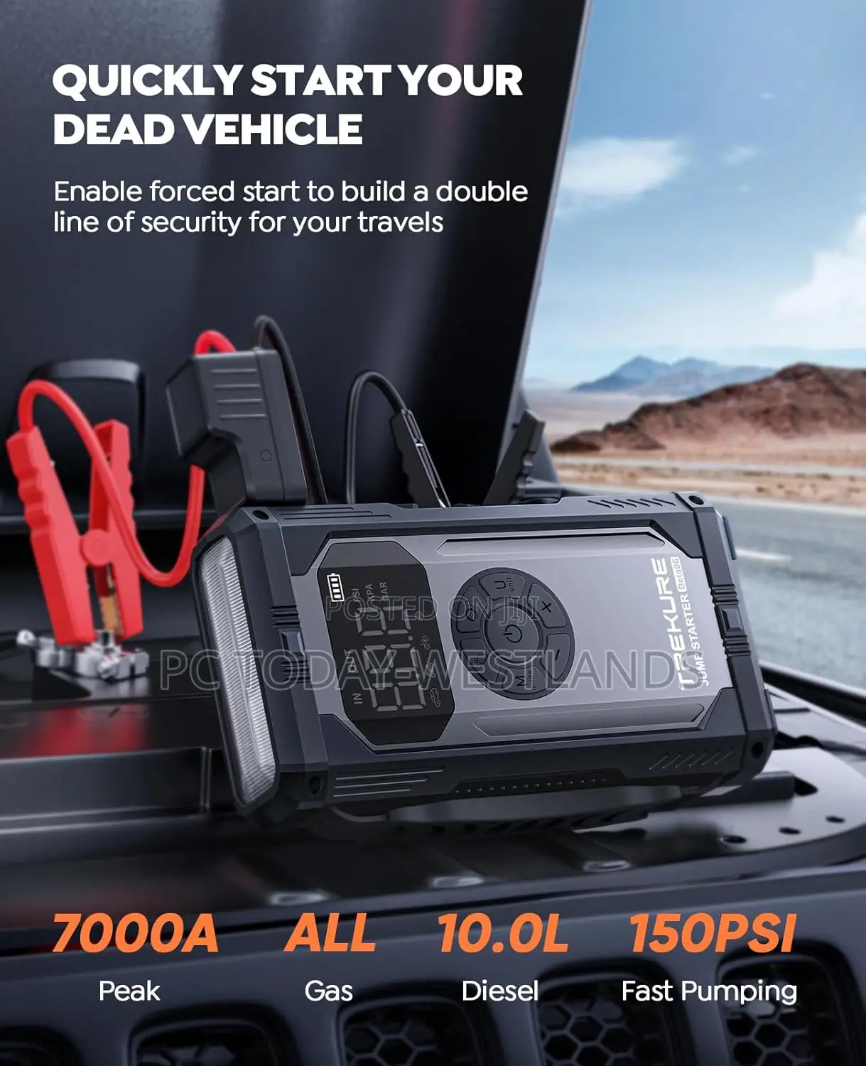 7000ah 150psi Portable Car Jump Starter (All Gas/10l Diesel)