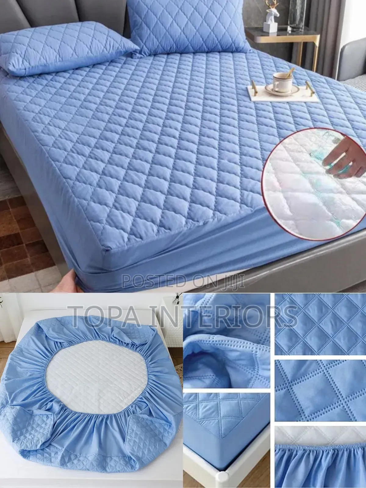 Light Blue Boys Room Quilted Waterproof Mattress Covers