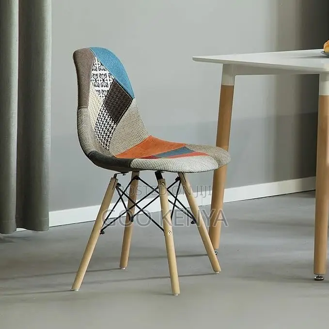 Office Chair ; Fabric Covered Wooden Frame Dining Chair