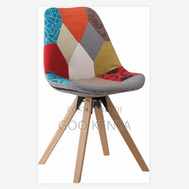 Office Chair ; Fabric Covered Wooden Frame Dining Chair