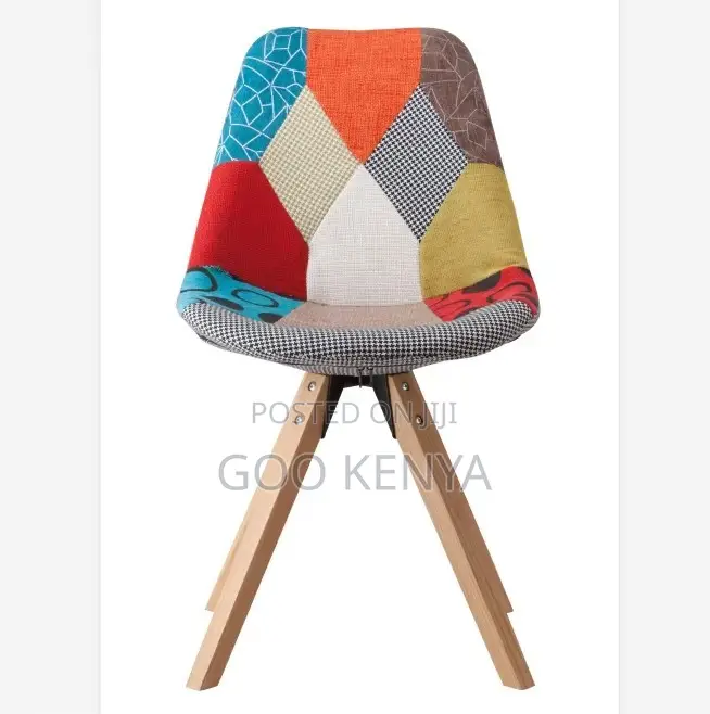 Office Chair ; Fabric Covered Wooden Frame Dining Chair