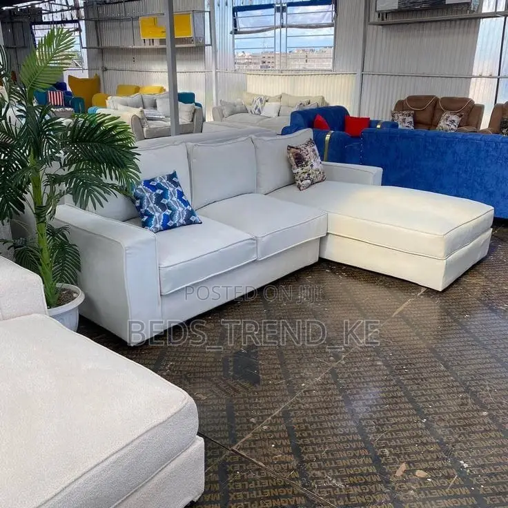 Upholstered Fabric 6 Seater L Sofa Set