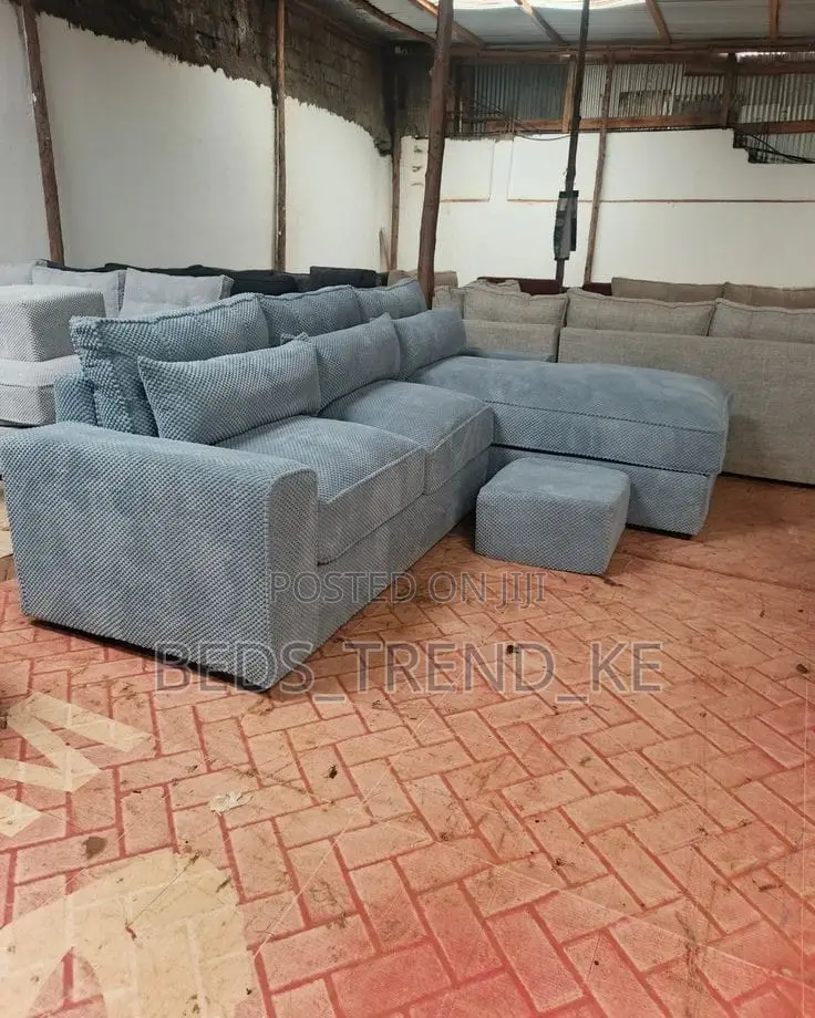 Quality 6 Seater L Sofa Set + Puff