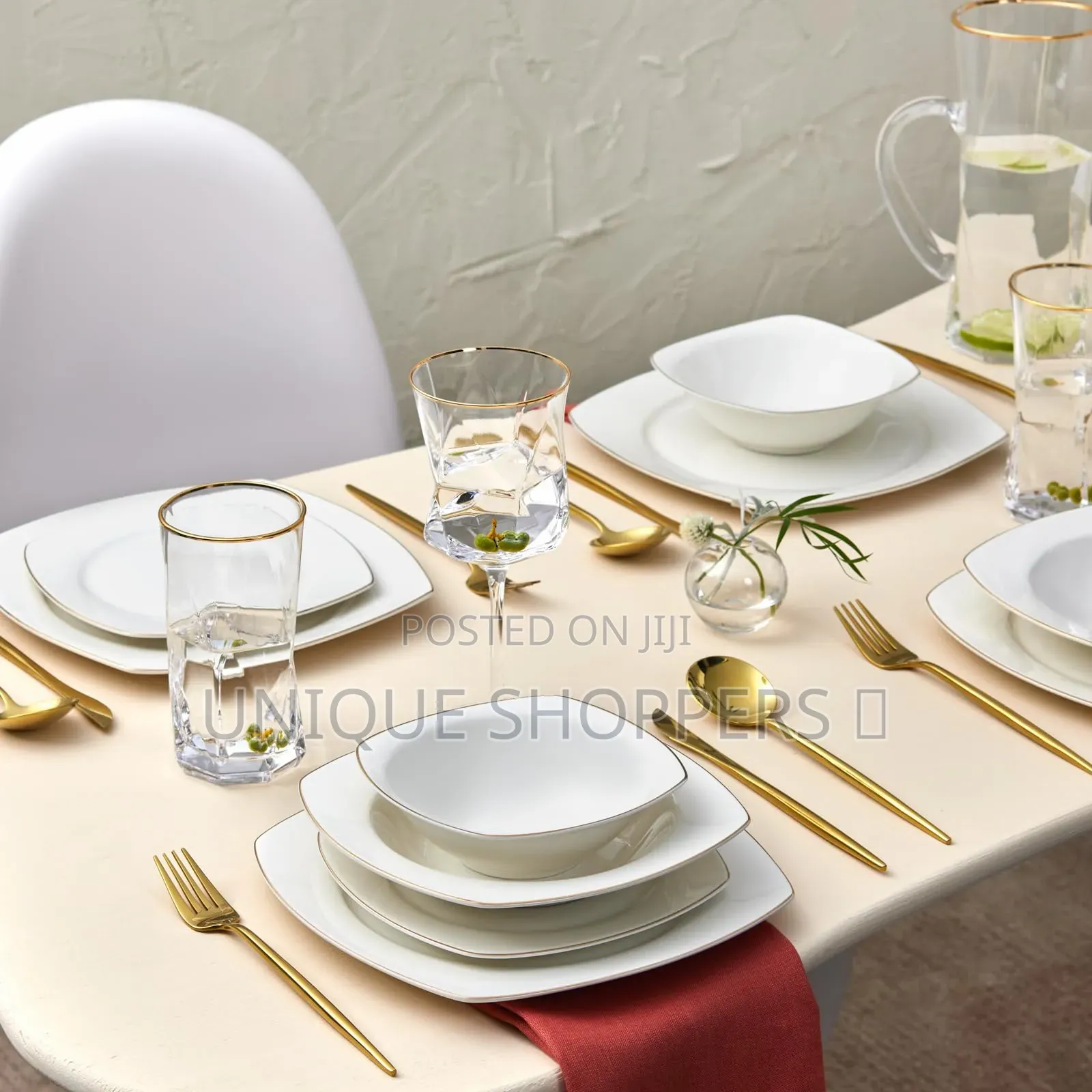*26 PCS Opal White Dinner Set With Gold Rim Now Available