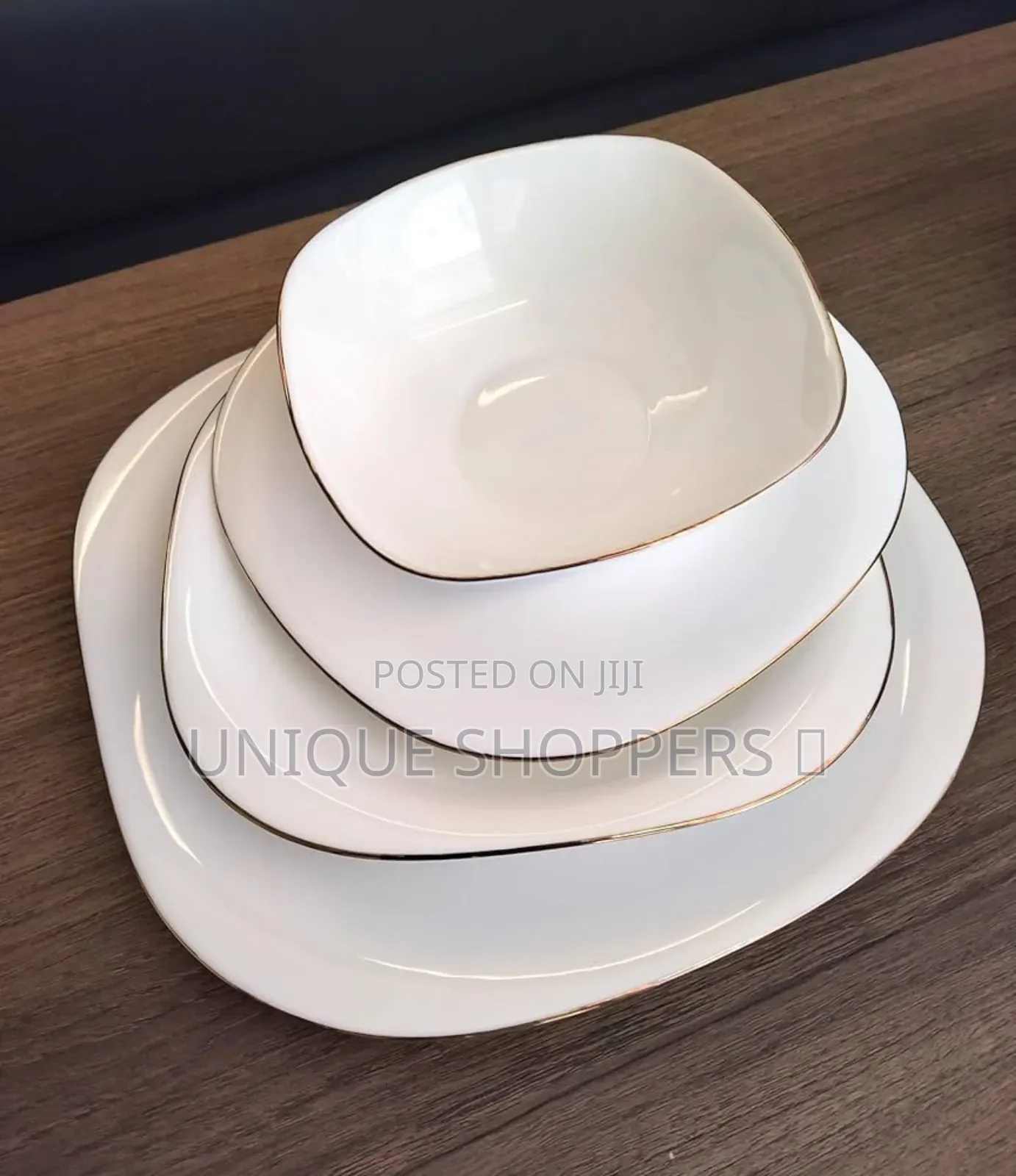 *26 PCS Opal White Dinner Set With Gold Rim Now Available