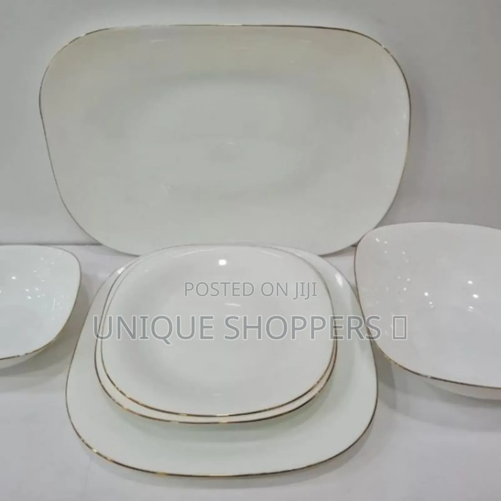 *26 PCS Opal White Dinner Set With Gold Rim Now Available