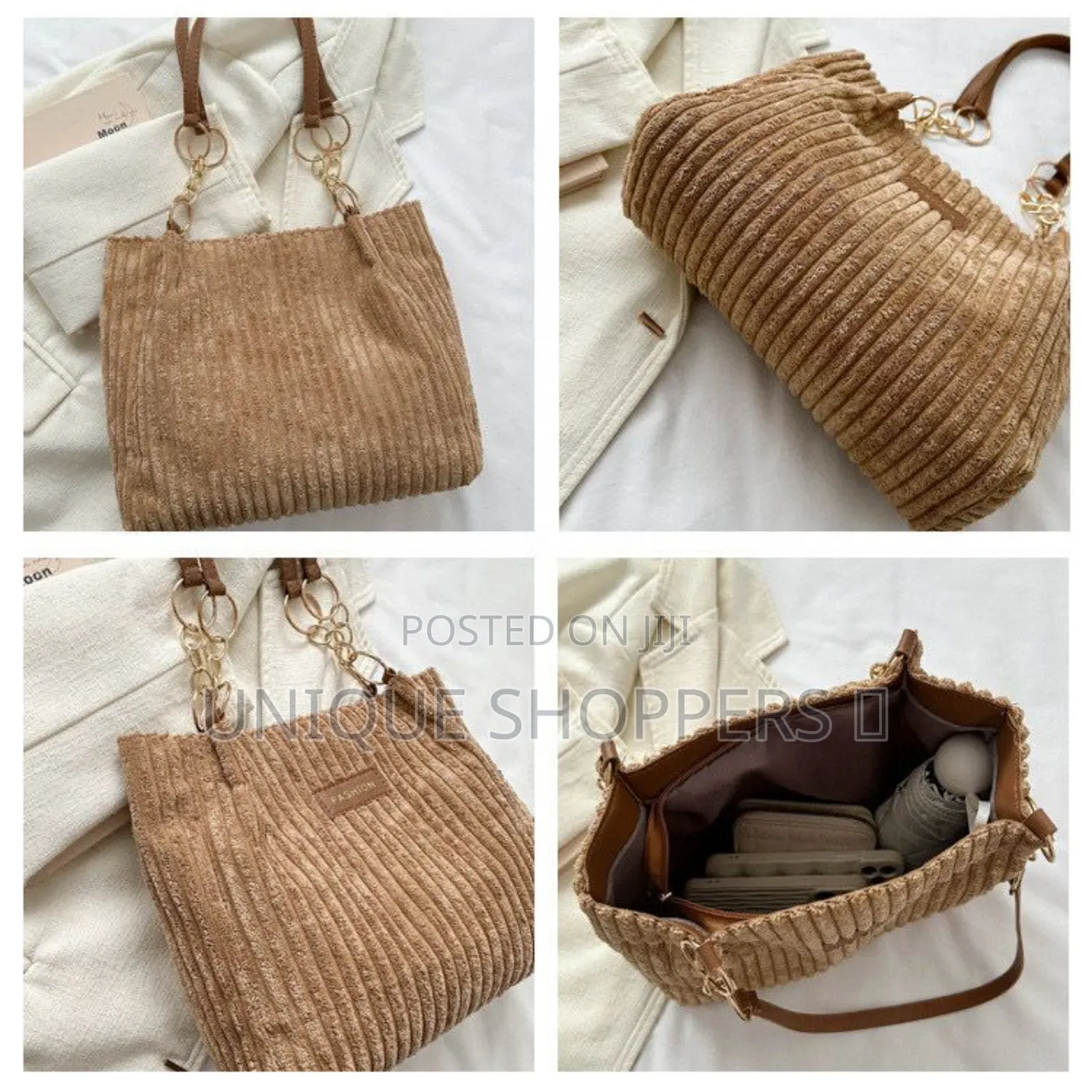 Suede Detailed Ladies Shoulder Tote Bag