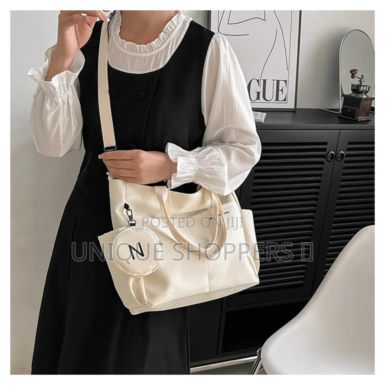 Double Sided Pocket Tote Bag/ Teen Women Large Capacity