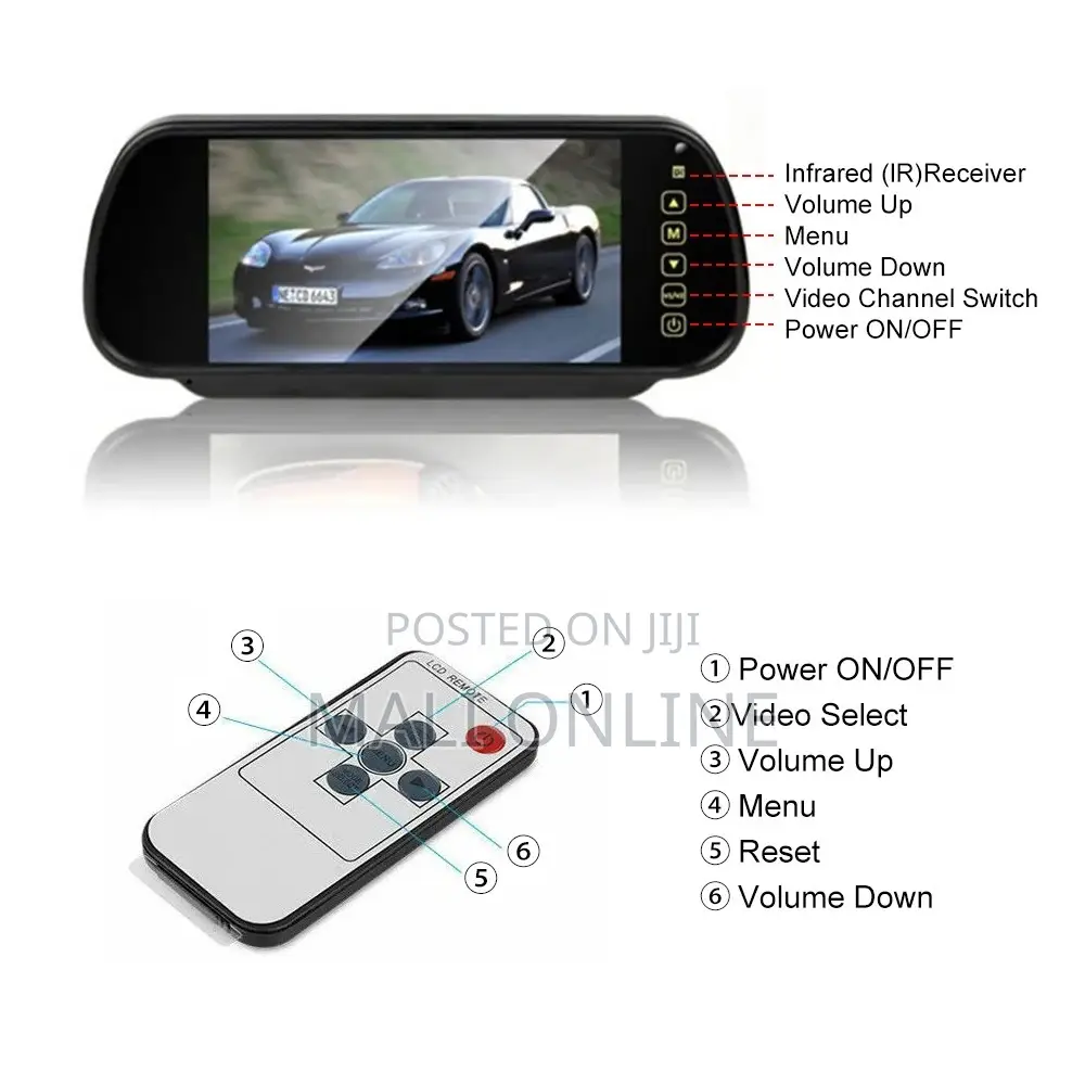 7-inch Tft Lcd Car Rearview Mirror Monitor With Dual Input