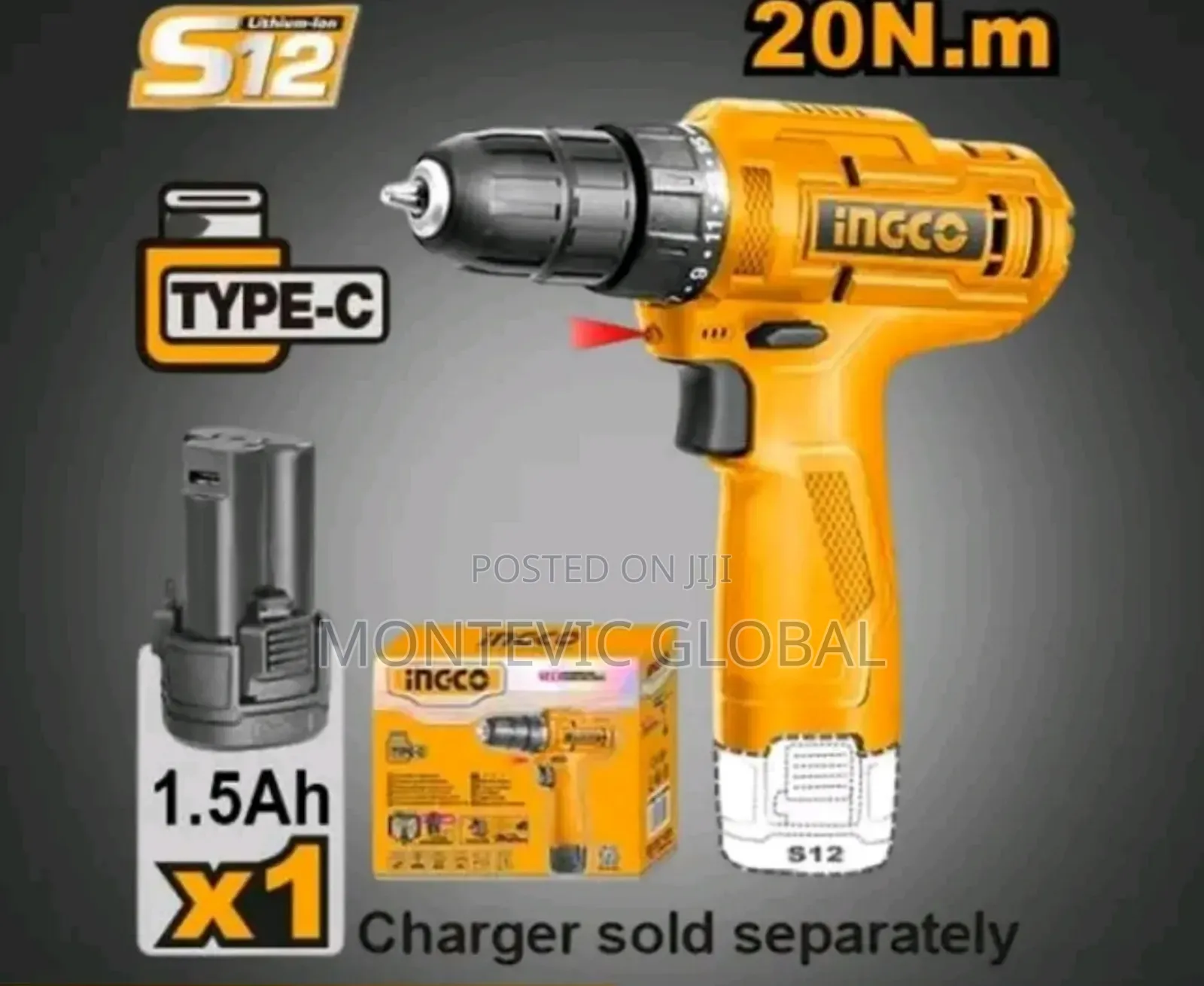 Ingco Cordless Drill 2 Batteries