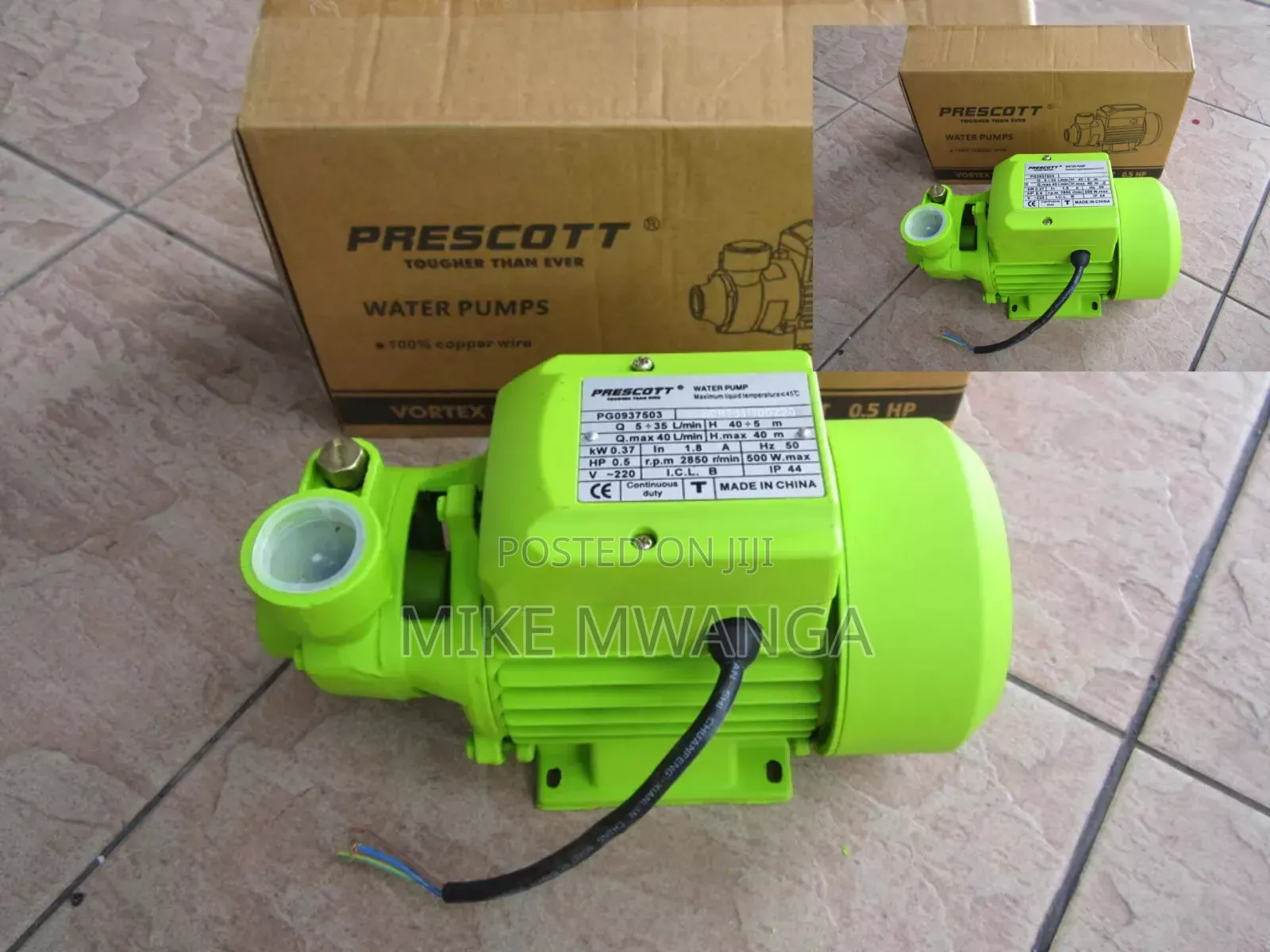 05hp/40l Per Min 370w Water Pump 