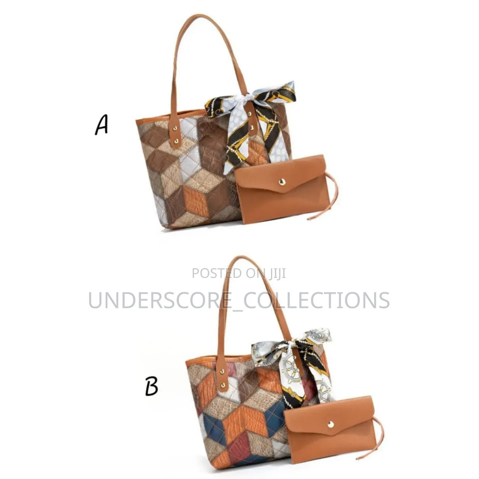 Multicolored Diamond Grid Printed Handbag