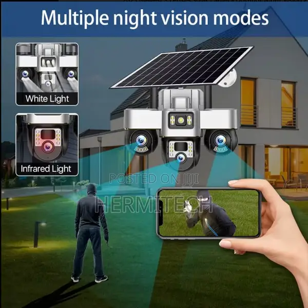 Newest 3 Lenses Solar Camera Outdoor Night Vision