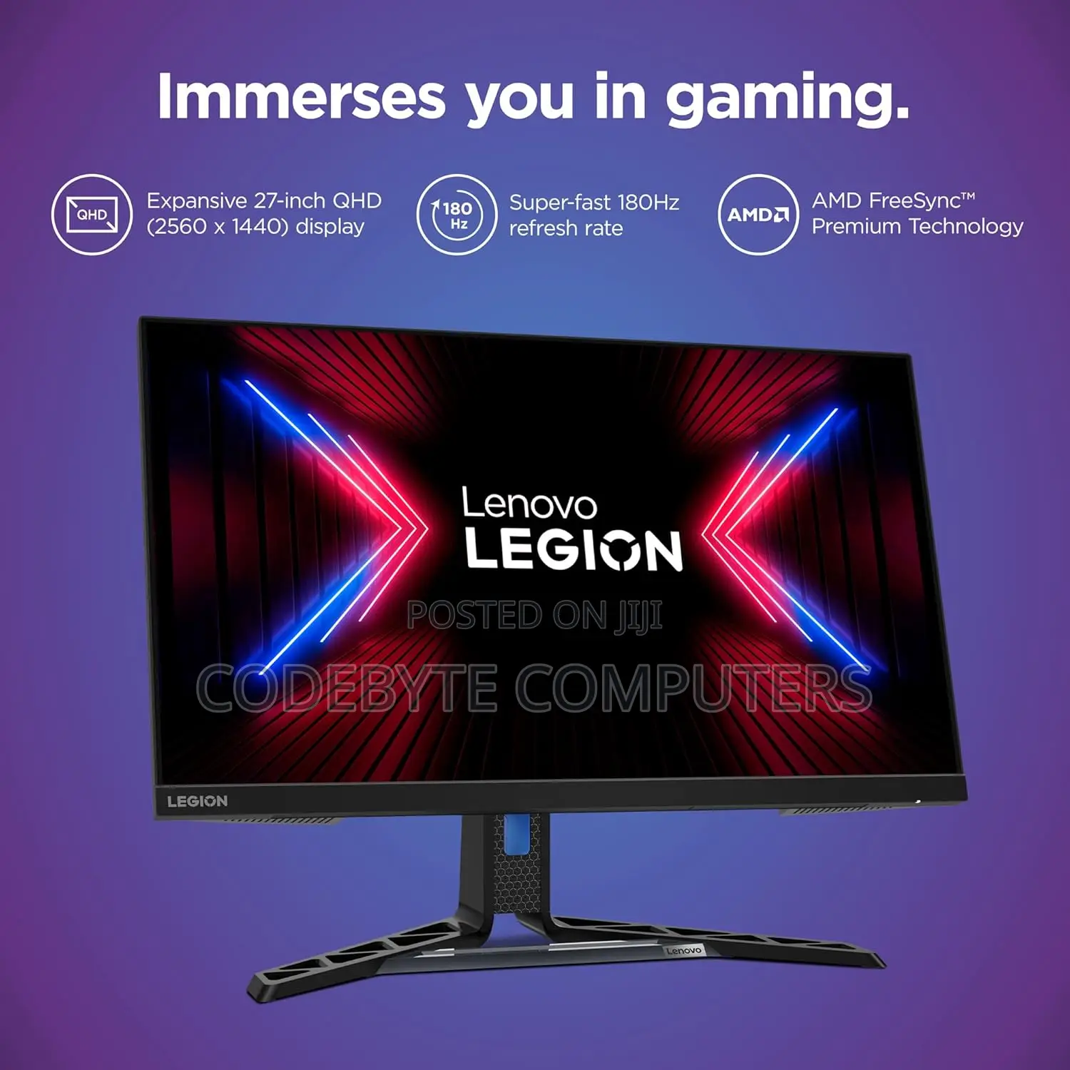 Lenovo Legion R27qc-30 27" Qhd Curved Gaming Monitor